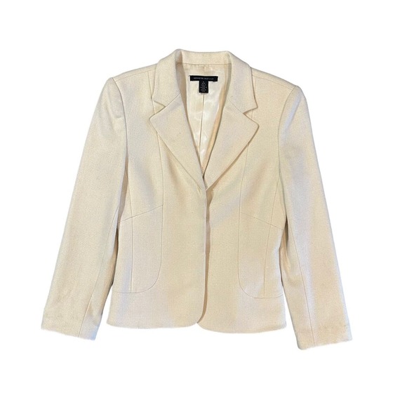 Kenneth Cole Womens Cream Blazer With Silver Shimmer Wool Blend Lined Size 4 VTG - Picture 3 of 13